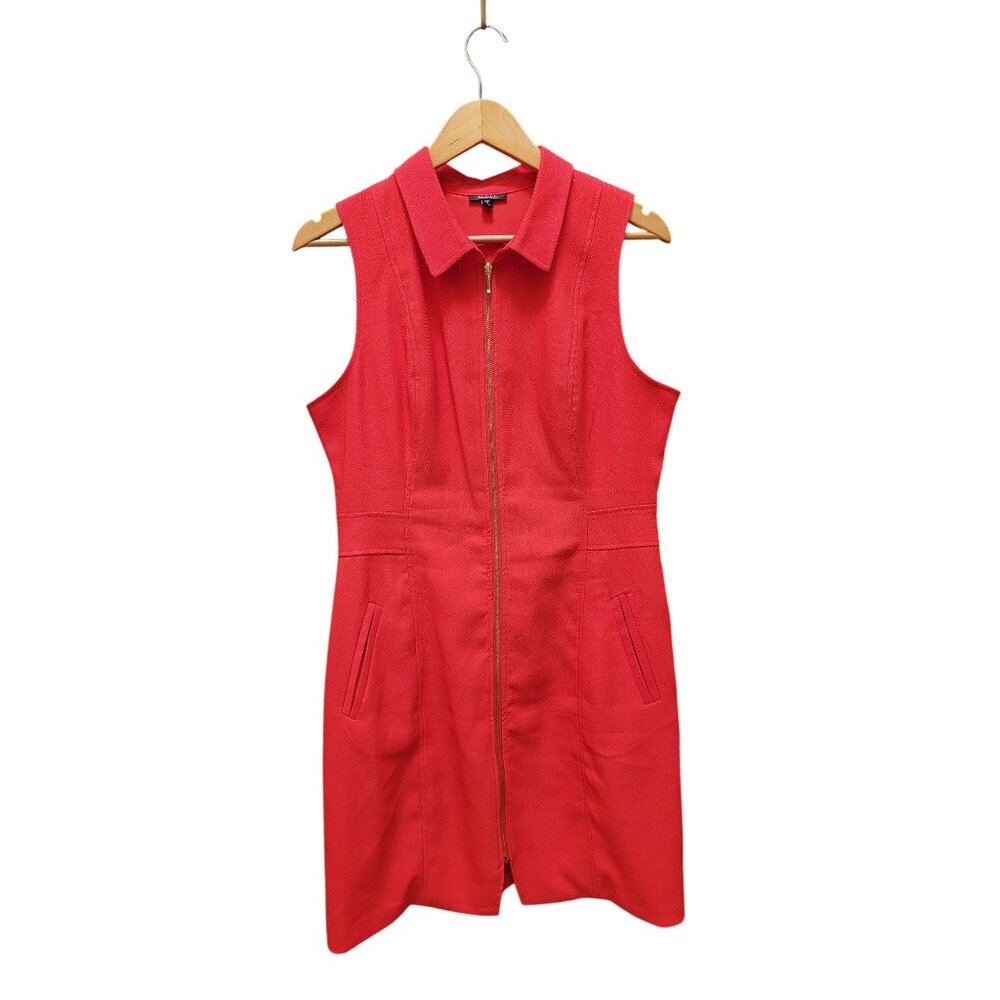 XOXO Red Zip Front Y2K Sheath Structured Preppy Dress XL